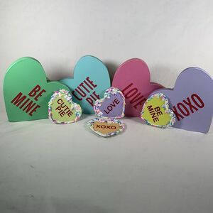8 Pc Conversation Hearts Tiered Tray, Countertop Farmhouse Valentine’s Day Decor